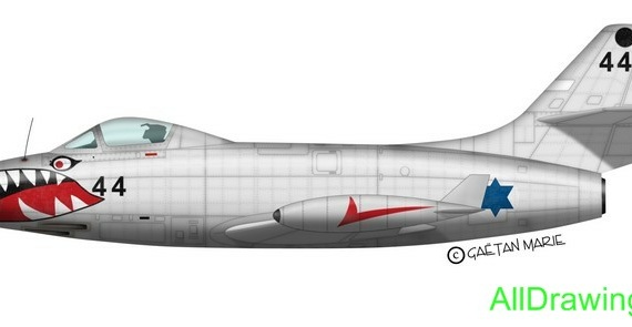 Dassault MD.450 Ouragan drawings (figures) of the aircraft